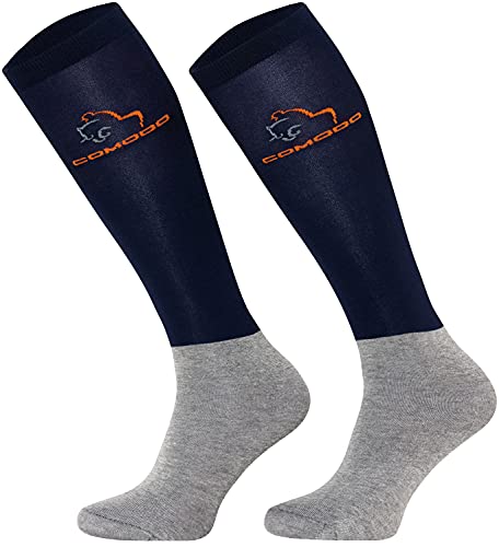 TODO Comodo Reitsocken Atmungsaktiv STPJM | Elastisch Reitstrümpfe Damen, Herren, Kinder Reiter Kniestrümpfe (STPJM - HK NAVY 02, 31-34)