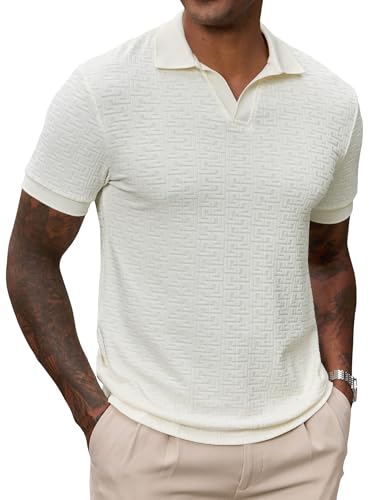 Herberton Polo de Punto para Hombre, Casual, Textura en Tela Terry, Cuello Johnny miniatura 1