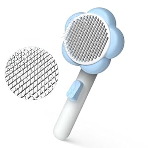 Ptlom Pet Grooming Brush Cat Shedding Brush Self-Cleaning Slicker Cat Comb for Short and Long Hair Kittens and Dogs, Cats Brushes Pets Deshedding Massage Tool Supplies for Hair Removal, Blue