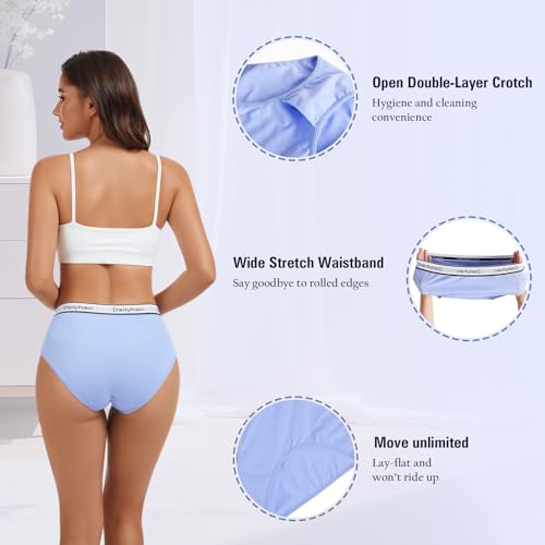 Image of Women's Cotton Underwear Mid Rise Full Coverage Soft Breathable Stretchy Solid Brief (5 Pack)
