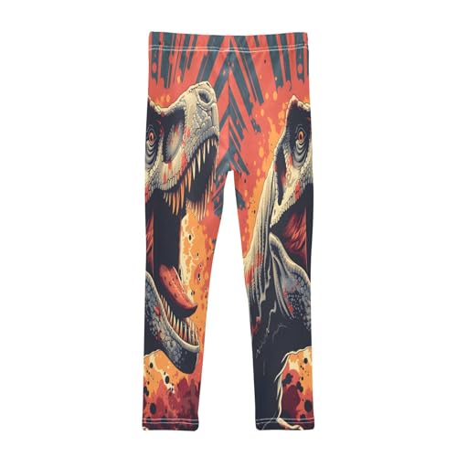 Toddler Girls Leggings Printed Yoga Pants Leggings T-rex Vector Style Portrait for Kids2