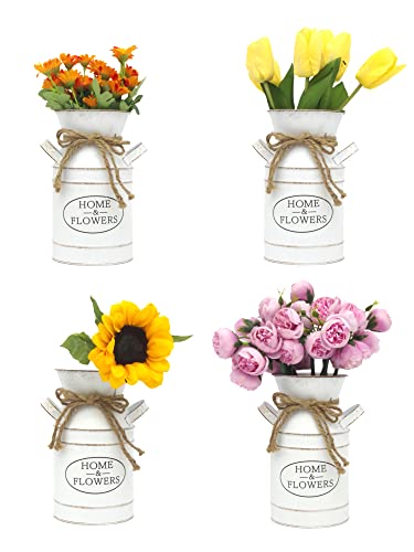 Yaartz Shabby Chic Galvanized Milk Can Metal Vase Vintage Milk Jug Holds Water French Rustic Flower Bucket Farmhouse Decor (Home And Flower) #TOP1