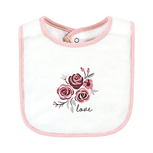 Image of Hudson Baby Unisex Baby Cotton Bibs, Rose, One Size