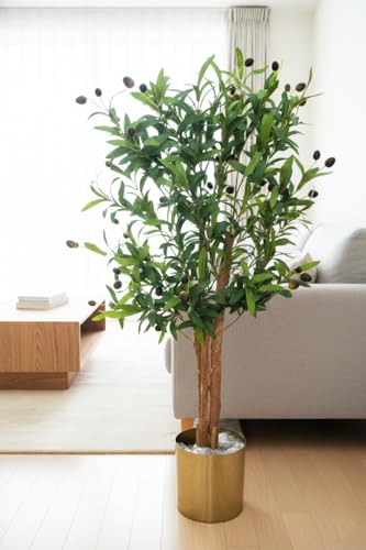 KAYKON Imported Artificial Olive Plant with Real Wooden Trunk Wit...