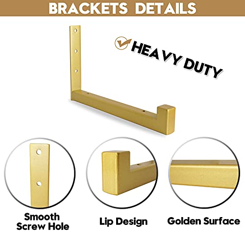 Addgrace Gold Shelf Brackets 4 Pcs Heavy Duty Wall Mounted With Lip Shelving Supports For Diy Floating Shelf 12 Inch,Brand #TOP2