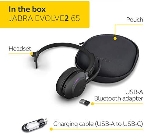 Jabra Evolve2 65 Kablosuz PC Kulaklık - Gürültü Önleyici Microsoft Teams Sertifikalı Mono Kulaklıklar Uzun Şarj Pilli - USB-A Bluetooth Adaptörü - Siyah - Görsel 2