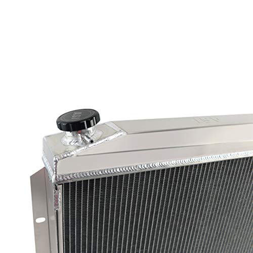 Coolingsky 4 Row Aluminum Radiator & Fan Shroud & Relay Kit Compatible For 1957-1959 Ford Mercury Fairlane Ranchero Victoria &Many V8 Cars #TOP5