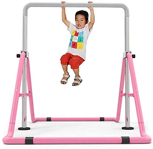 SHIOUCY Turnreck Gymnastik Kinder Garten Reck Reckanlage Turnstangen Horizontale Training Bar Trainingsgeräte Outdoor Fitness Höhenverstellbar (Pink)