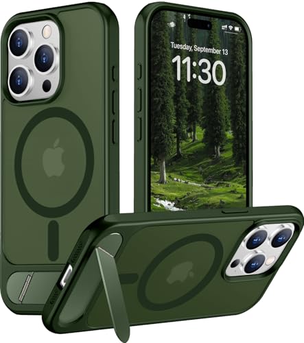 Image of Magnetic Compatible with iPhone 15 Pro Case, [Built-in Invisible Kickstand][Compatible with MagSafe][Military Grade Shockproof] Slim Translucent Matte Phone Case for iPhone 15 Pro 6.1 inch