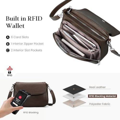 Image of befen Genuine Leather Medium Crossbody Bags for Women Saddle Bag Purse