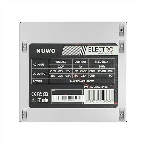 Electro E400 Alimentatore PC 400W ATX 24pin, 1x CPU 4pin, 3x SATA, 1x Molex, Ventola 12 cm, Bulk - Alimentatore - Immagine 3