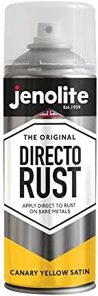 JENOLITE Directorust Satin Paint | BLACK | Multi Surface Spray Paint | For Use On Wood, Metal, Plastic, Ceramic & Rusted Surfaces | 400ml | RAL 9005