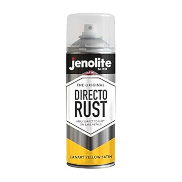 JENOLITE Directorust Spray Paint Satin Finish | CANARY YELLOW | 400ml | Direct To Rust Spray Paint For Metal | All-In-One Multi Surface Paint for Metal, Wood, Plastic, Ceramic | RAL 1018