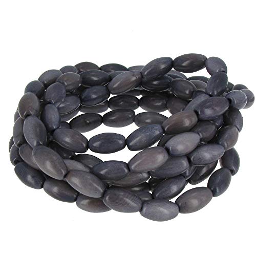 LES POULETTES BIJOUX - Collier ou Bracelet Elastique Graines de Tagua - Classics - Bleu Ardoise