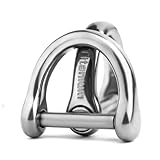 TISUR D-Rings with Screw Shackle, U Shape Key Chains Rings, Car Keys Tools, DIY Leather Craft Purse/Wallet Buckle 2pcs, 1/2'', Polished/Titanium, Small