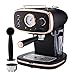 Cooks Professional 15-Bar Retro Espresso Coffee Machine with Frothing Steam Wand, Built-In Temperature Gauge, 1.2L Water Tank & Stainless Steel Drip Tray | Black & Copper