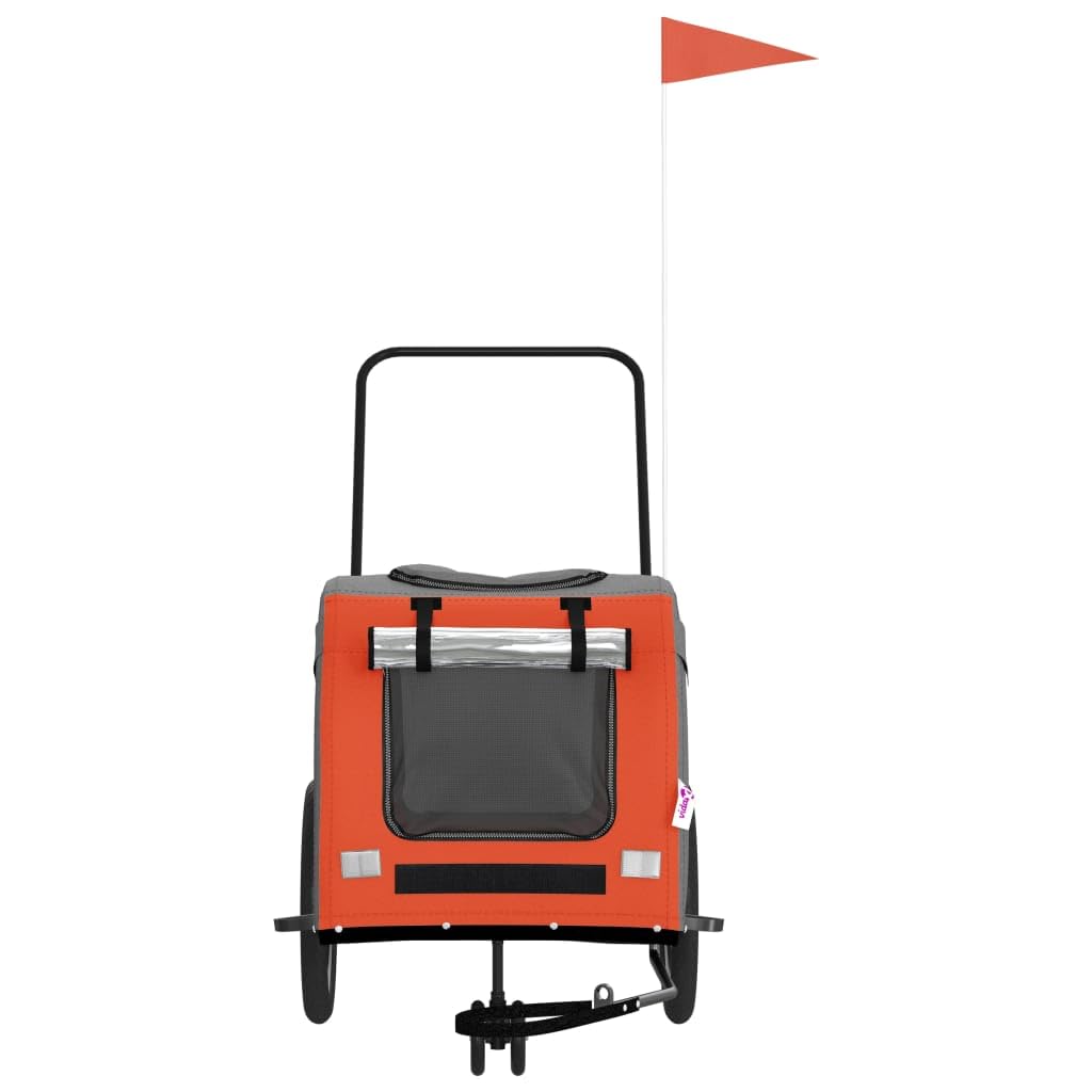 Homgoday Remolque de bicicleta para animales naranja y gris Oxford y hierro, mueble carro para perro, carro para bicicleta, carro para perros, transportín perro bicicleta modelo 93851