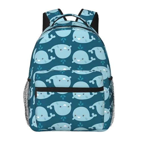 Sac à bandoulière imprimé baleines avec 4 poches pratiques pour adultes