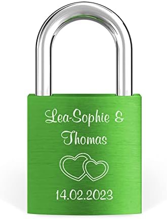 Vorhängeschloss Mit Zahlencode Gravur-Max Liebesschloss Mit Gravur In Silber – Personalisiertes Schloss Gravieren - Foto 6