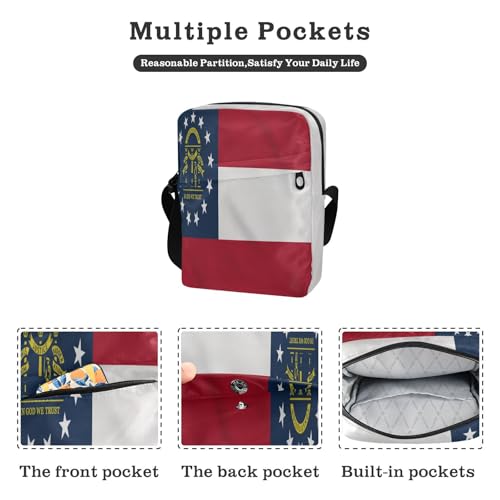 State Of Georgia Ga Flags mens messenger bag mens shoulder bags crossbody Shoulder Hand Bags Adjustable Strap for Casual Casual2