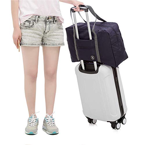 (2 Pack) Foldable Travel Duffel Bag, Waterproof Carry On Luggage Bag, Lightweight Travel Luggage Bag for Sports, Gym, Vacation (Wine red+Dark blue)