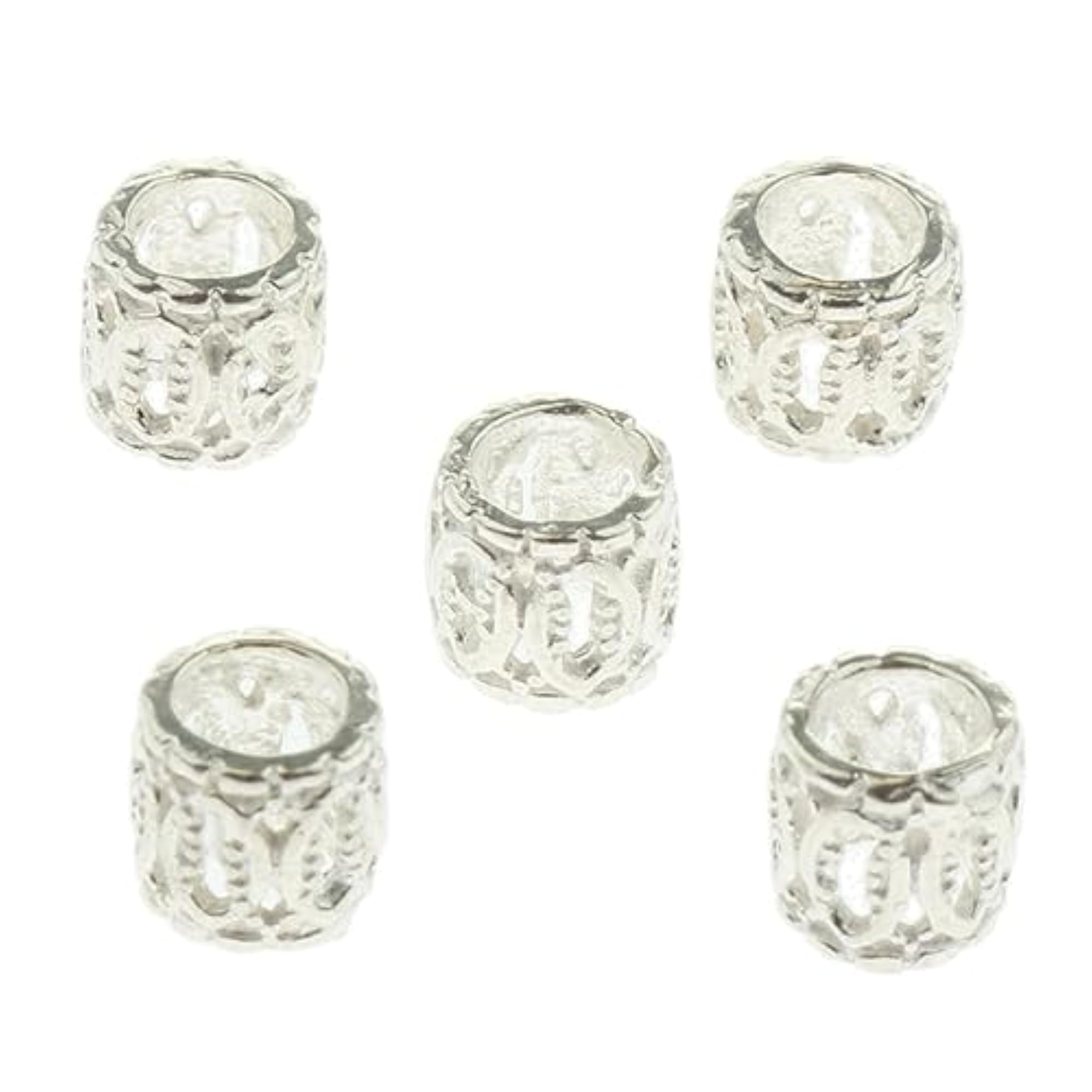 5 Pieces Silver Loose Spacer Beads for Jewellery Making