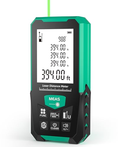 MyCampix Laser Measuring Tool, 394ft Laser Measure for Distance, Area, Volume and Pythagoras Measurement, with Level, Battery Included