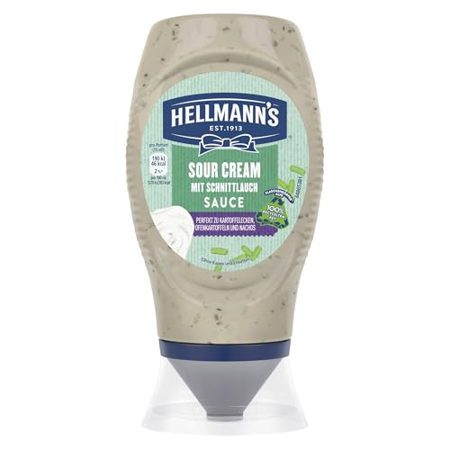 Hellmann’s Sour Cream Sauce leckere Grillsauce mit Schnittlauch perfekt zu Kartoffelecken und Nachos 250 ml