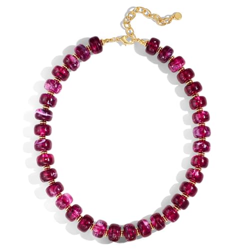 TENTMENTISE Purple Beaded Necklaces for Women Beaded Colorful Choker