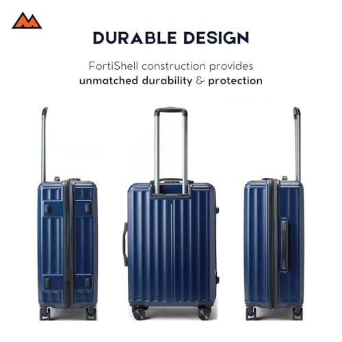 Image of Move-Meant Large ROAMIFY Check-in Suitcase 75 Cm 8 Wheels Number Lock Poly Carbonat Navy Blue Trolley Bag for Men & Women | 360 Degree Wheeling System Luggage | Trolley Bags for Travel