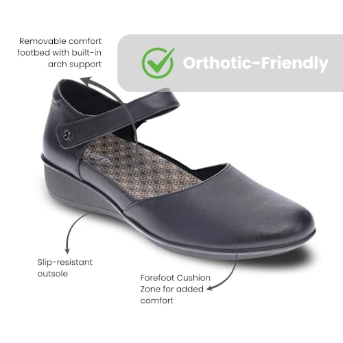 Image of Revere Osaka Mary-Jane Shoes for Women Orthopedic Perforated Wedge Flats with Arch Support, Comfortable Shoes for Medium & Wide Fit