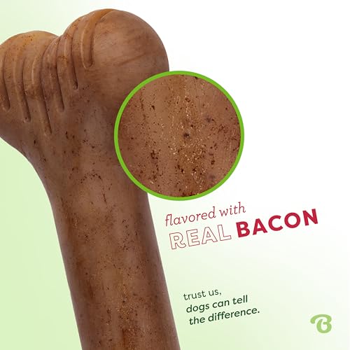 Image of Benebone Bone Durable Dog Chew Toy for Aggressive Chewers, Real Bacon, Made in USA, Giant