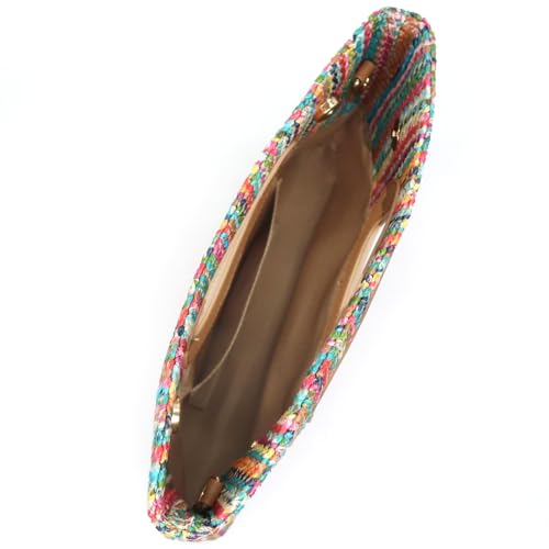 Image of Top Handle Straw Clutch Purses for Women Summer Evening Handbag Vacation Handbags Raffia Woven Beach Bags