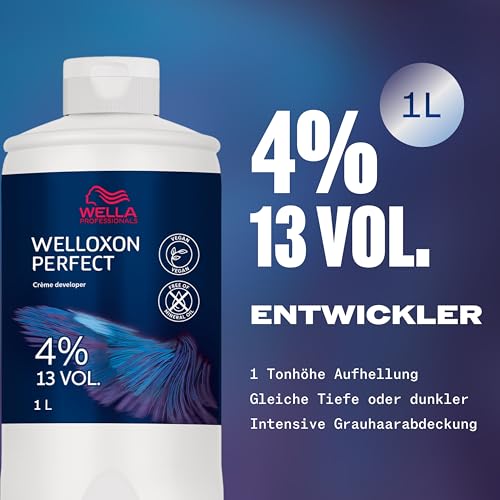 Wella Professionals Welloxon Perfect Entwickler 4% – Wasserstoffperoxid für Haarfarbe & Tönung – Oxidant für Koleston, Illumina & Magma – 1L