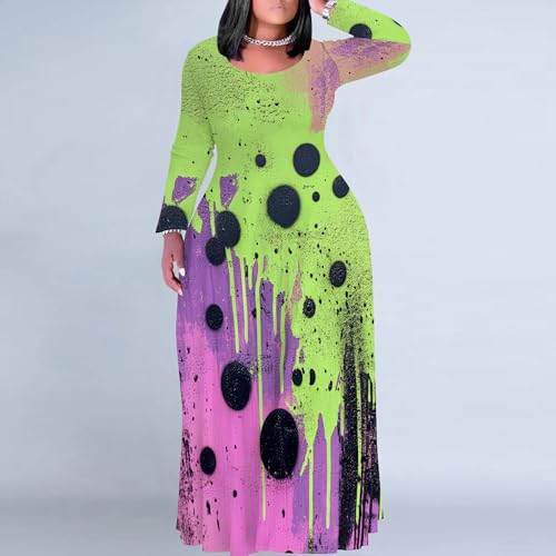 Image of PinkPatty Women's Plus Size Long Sleeve Maxi Dresses T Shirt Boho Sundress Fall Dress with Pockets
