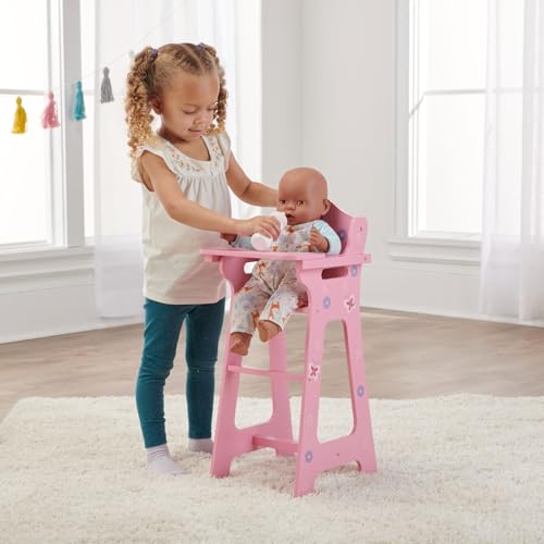 Badger Basket Blossoms and Butterflies Doll High Chair for 18 Inch Dolls – Adjustable Tray for Mealtime Play