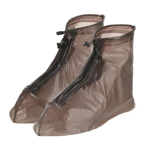PATIKIL 1 paire de housses de chaussures imperméables XXL en PVC réutilisables et antidérapantes avec fermeture éclair pour homme et femme, marron