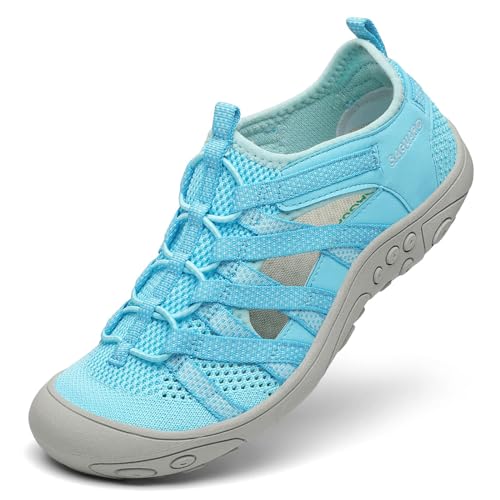 SAGUARO Trekking Sandalen Damen Outdoor Sport Sandalen Rutschfest Atmungsaktiv Geschlossene Wandersandalen Herren Himmelblau 39 EU