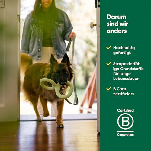 Earth Rated Ziehspielzeug, interaktives Spielzeug für ausgewachsene Hunde und Welpen, ergonomischer Griff, Naturgummi, klein, grün
