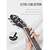 Rosen Solid Top Dreadnought Acoustic Guitar 41 Inches Spruce Guitar Beginner Bundle with Book, Padded Bag, Strings, Picks, Hexwrench, Strap, Polishing Cloth, Black