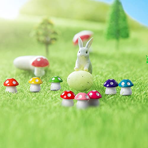 Yulejo 160 Pcs Tiny Mushrooms Mini Figurines Miniature Cute Colorful Mushroom Indoor Outdoor Statue Decor Decoration For Garden Landscape Bonsai Craft Ornament(Mixed Color,M) #TOP2
