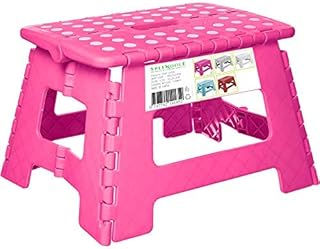 Splendole Small Folding Step Stool 22cm Anti Slip Top Compact Folding Plastic Stool Easy To Store, Perfect for Kitchen Step or Bathroom Step (Fusia)