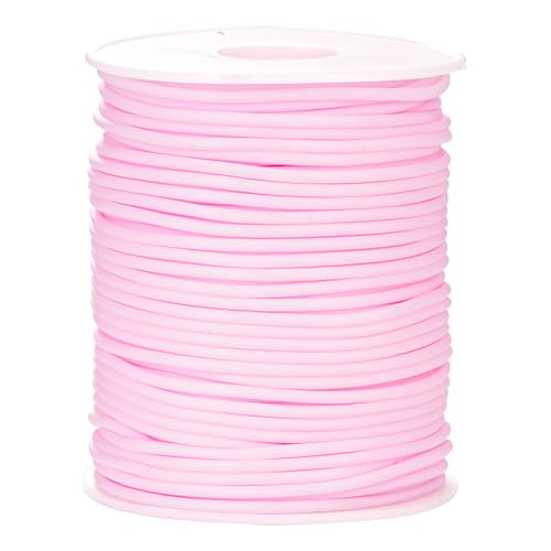 Hollow Pony Bead Rubber Tube Lacing 54 Yards 2mm Light Pink Stitch Keeper