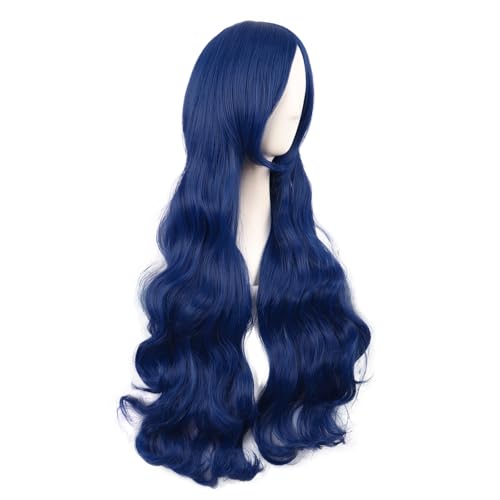 Image of MapofBeauty 32 Inch /80 cm Long Hair Spiral Side Bangs Curly Cosplay Costume Synthetic Wig (Mixed Blue)