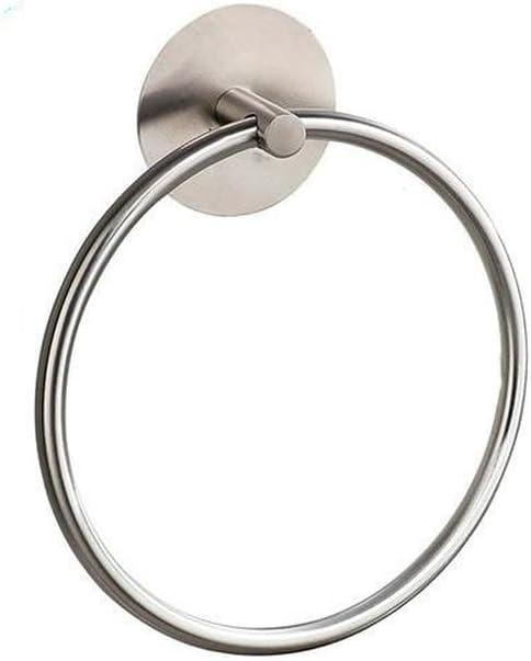 No-Drill Towel Ring Towel Holder for Bathroom and Shower Room Storage Made of 304 Stainless Steel Towel Hanging Ring,Wire,Drawing Silver,A