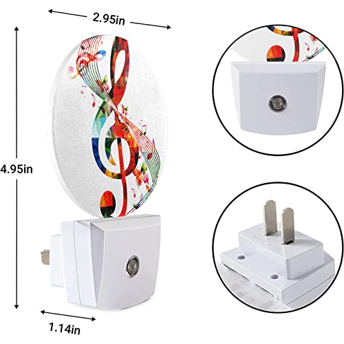 Image of EKOBLA Music Note Night Light, Colorful Musical Theme Night Lights Plug Into Wall with Dusk to Dawn Sensor for Home, Office and All Ages