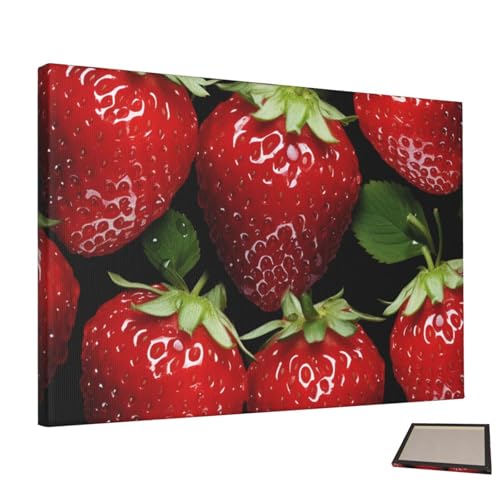 Peinture sur toile sans cadre aux détails réalistes de fraises rouges