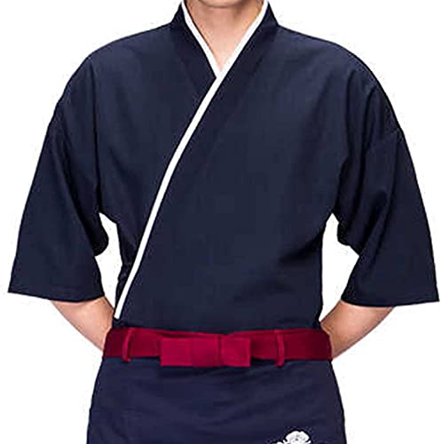 HMLOPX Chaqueta de Chef de Sushi Unisex Cómodo Uniforme de Cocina Japonesa, Ajuste Moderno, Transpirable (Color : Blue, Size : M-Medium)