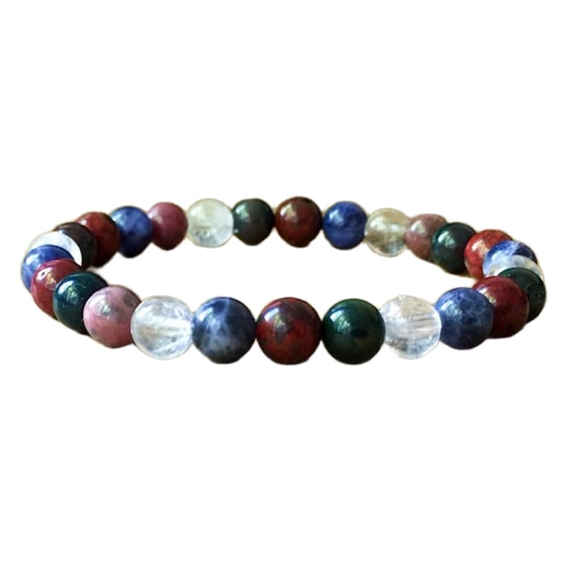 Pierre ronde à taille lisse 6mm en bracelet extensible LKBEADS de soin