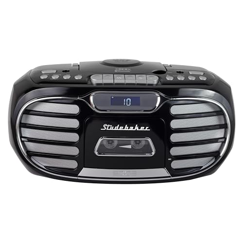 Studebaker Retro Edge Big Sound Bluetooth Boombox with CD/Cassette Player-Recorder/AM-FM Stereo Radio (Black/SB2150B) by Studebaker - Used condition - Image 2